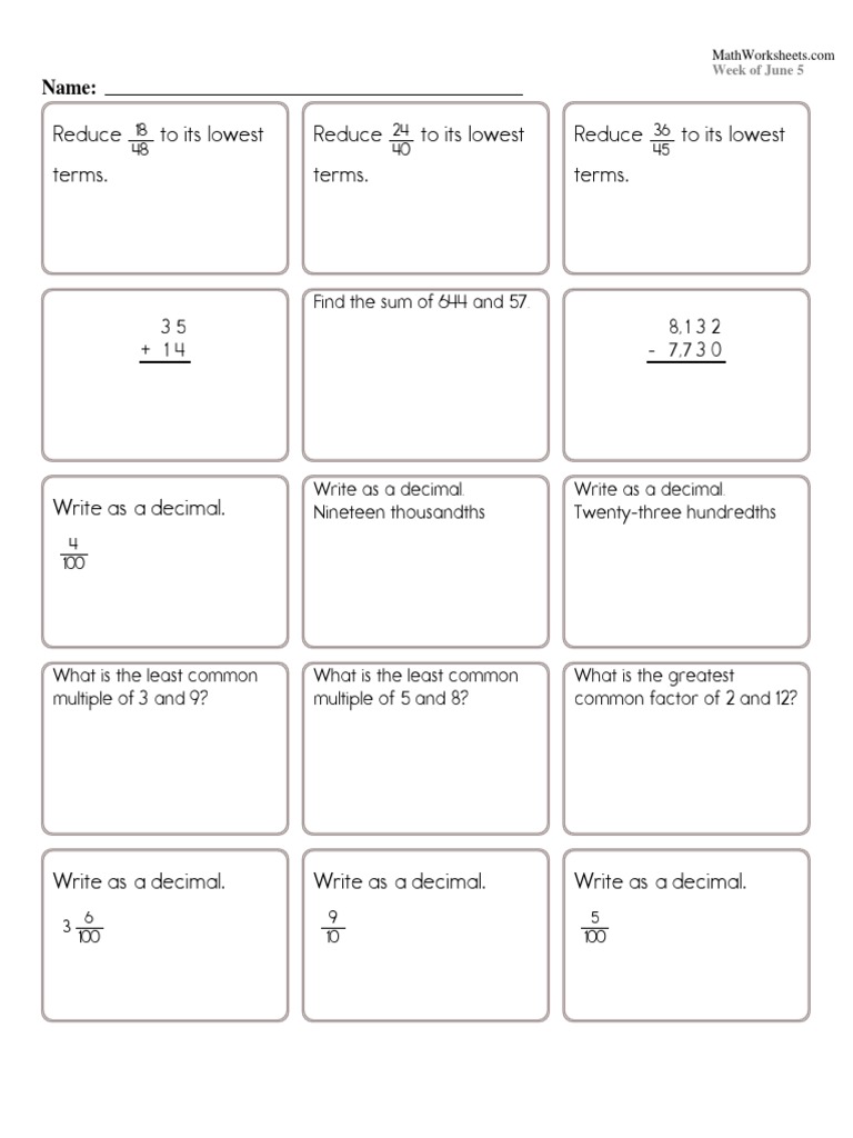 MathWorksheetsGrade4 6 5 | PDF