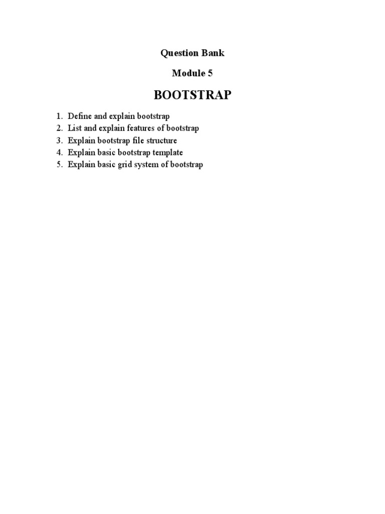 Bootstrap Questions PDF