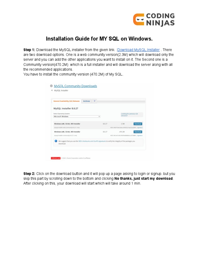 Mysql Installation Guide For Windows