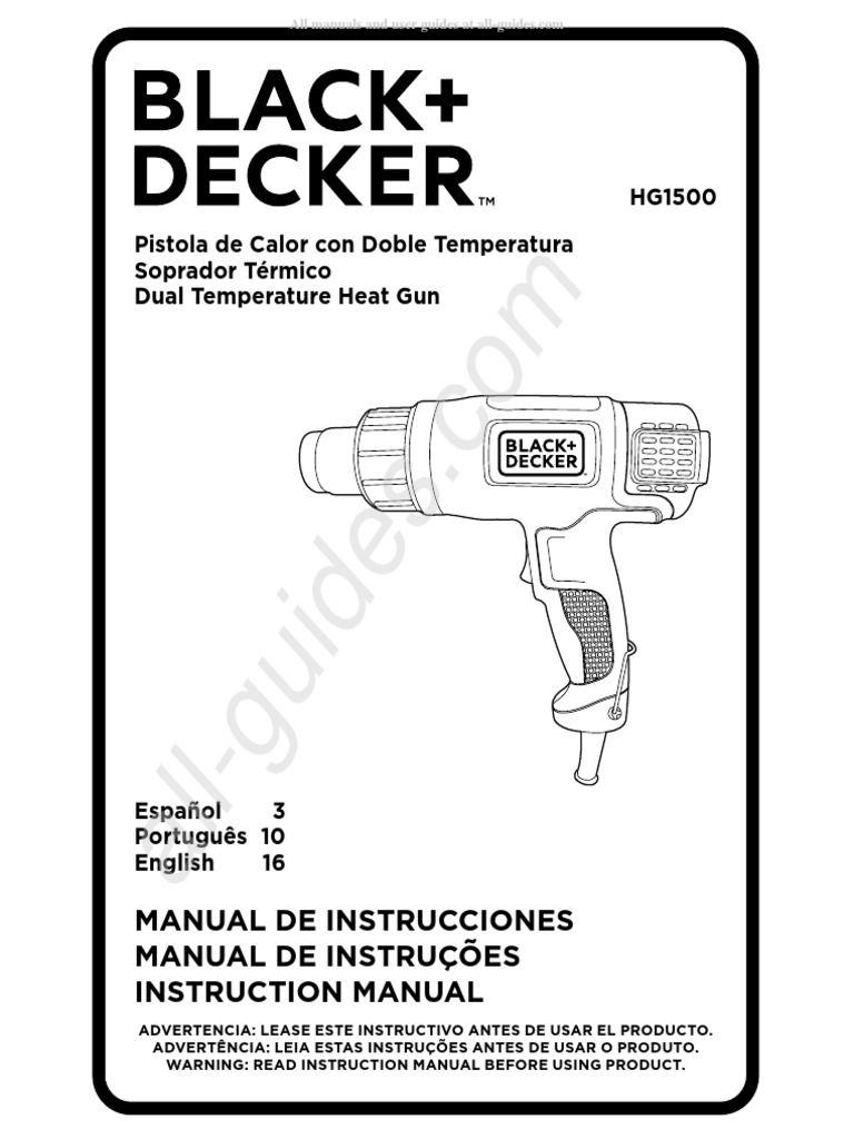Pistola de Calor 1500W Black and Decker HG1500-B3: Potencia y