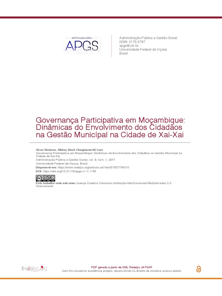Dinâmicas da Governança Participativa em Xai-Xai | PDF | Governança ...