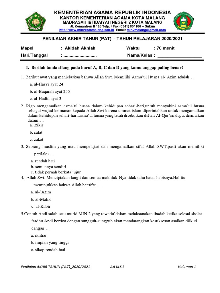 Aa Kelas 3 | PDF