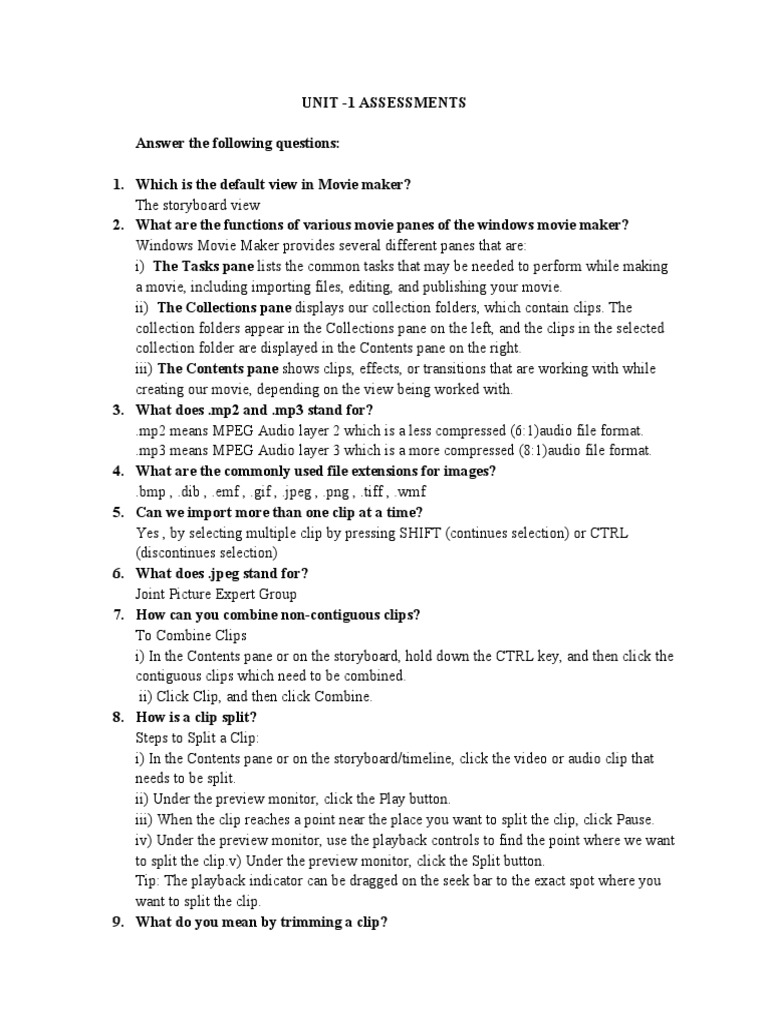 Chapter - 1 Windows Movie Maker - Part 2 | PDF | Computer File ...