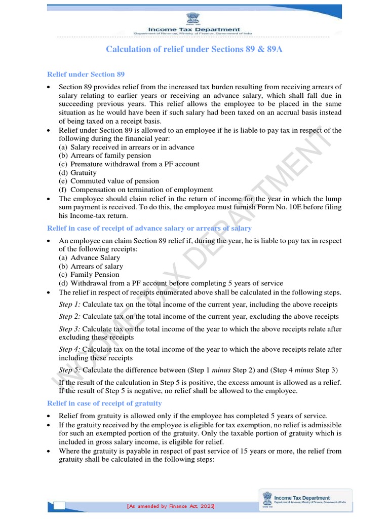 Income Relief Under Sections 89 & 89A | PDF | Pension | Taxes