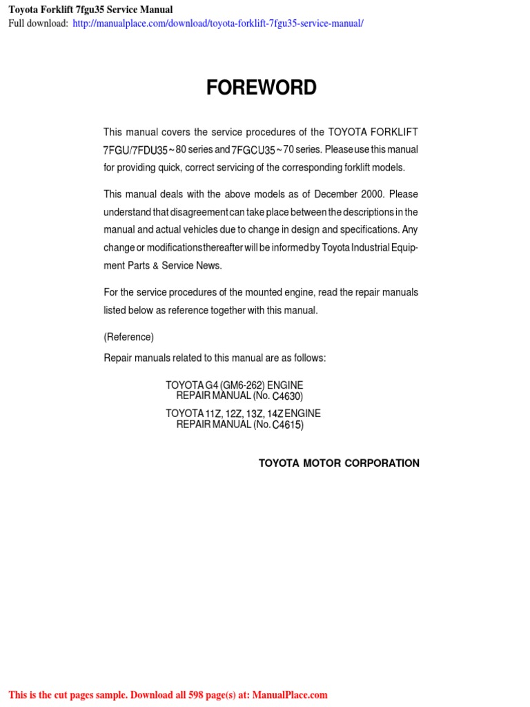 2007 TOYOTA FORKLIFT SERVICE MANUAL PDF FREE DOWNLOAD intelligence overview