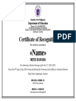 Certificate of Recognition - Template