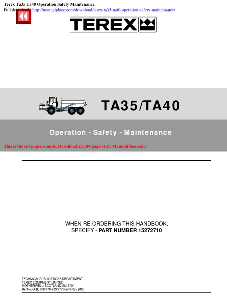 Terex Ta35 Ta40 Operation Safety Maintenance | PDF | Truck | Vehicles
