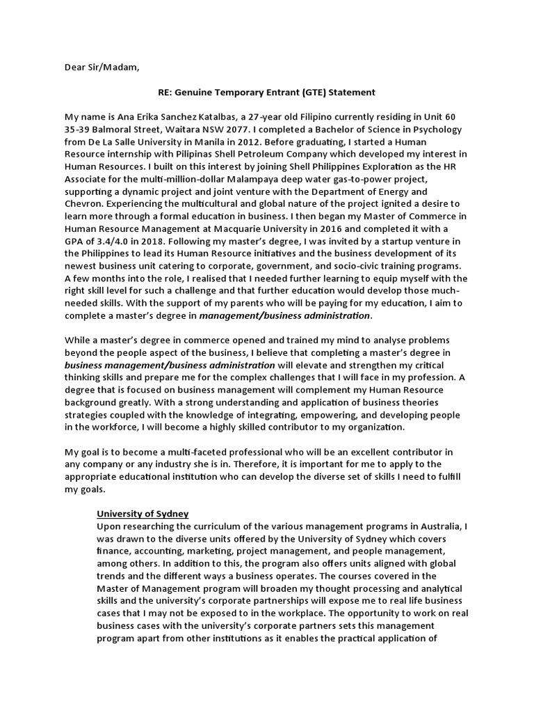 GTE Statement 2019 - Business | PDF | University | Business