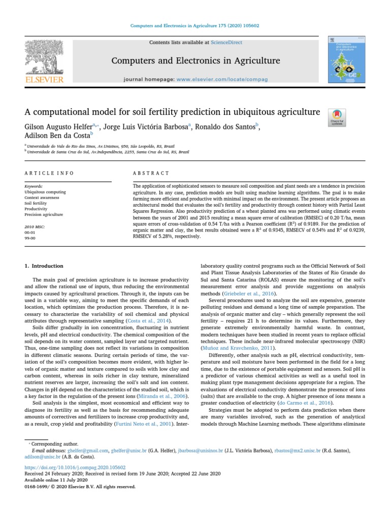 Soil Fertility Prediction Model in Agriculture | PDF | Chemometrics | Soil