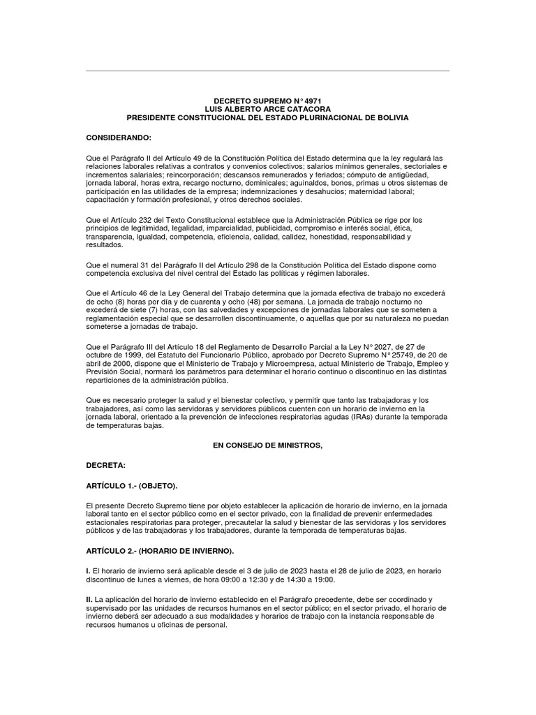 decreto supremo 4857 de 6 de enero de 2023