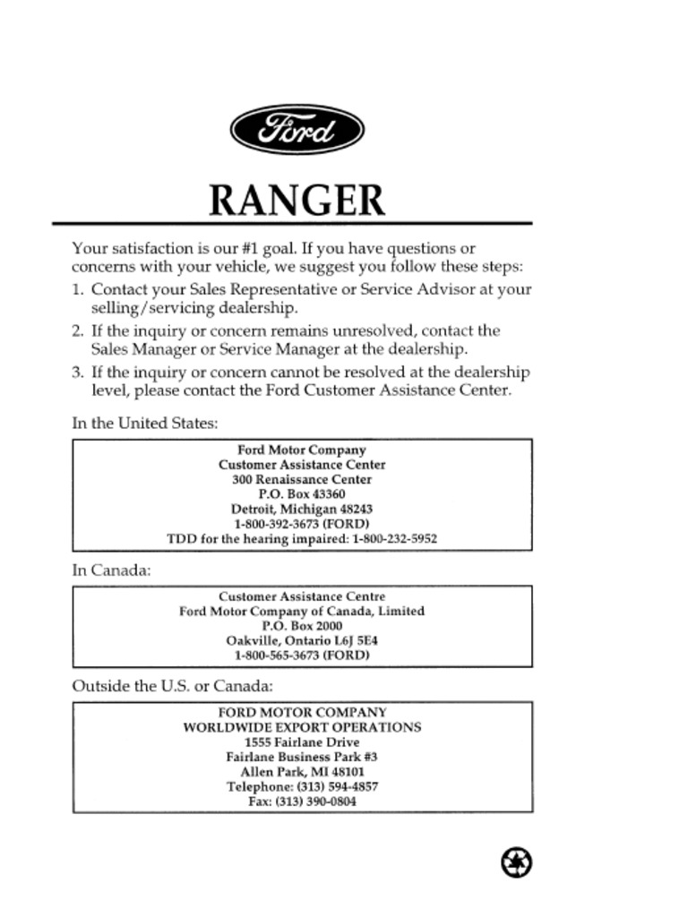 Ford Ranger 1996 Repair Manual PDF
