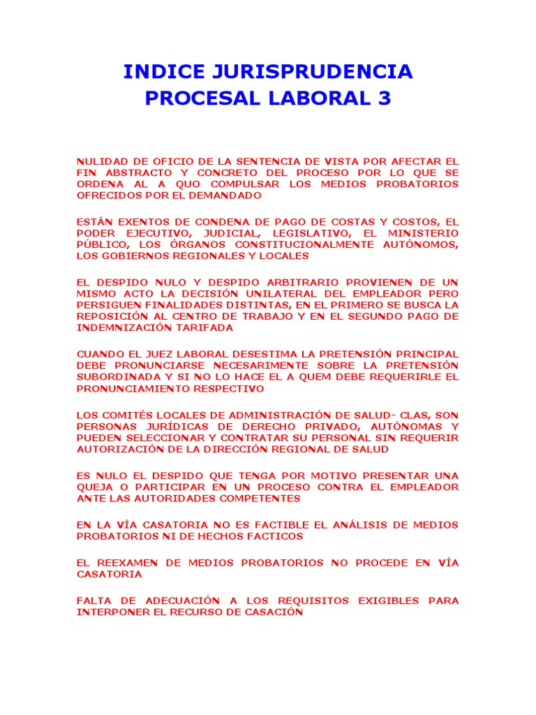03 - Indice Jurisprudencia Procesal Laboral 3 | PDF | Debido al proceso