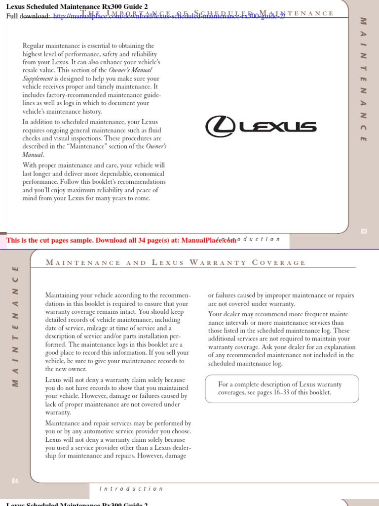 2001 LEXUS RX300 SERVICE MANUAL visual data 3