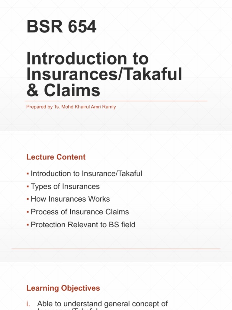 Overview of Insurance and Takaful | PDF | Insurance | Professional ...