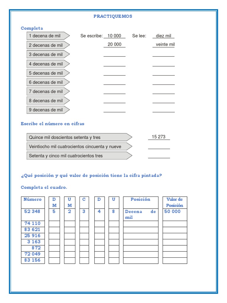 Hojas de Trabajo Gratuitas Sobre el Valor Posicional de Storyboard That, image size:768x1024