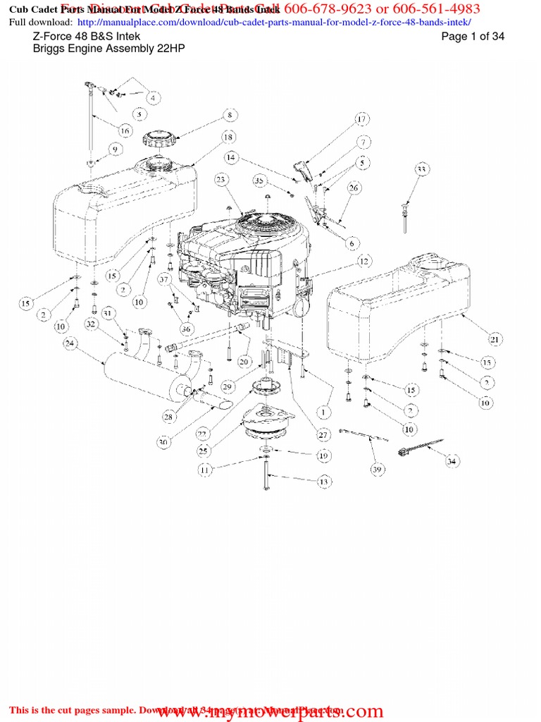 Cub Cadet Parts Manual For Model Z Force 48 Bands Intek | PDF | Screw ...