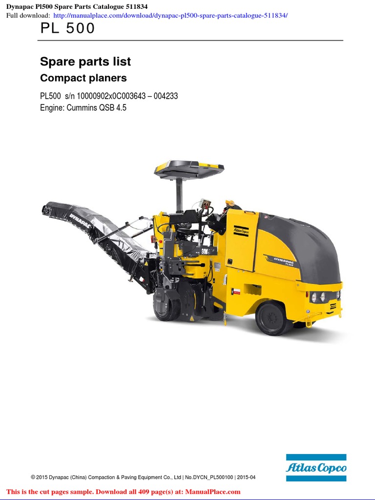 Dynapac PL500 Parts Catalog | PDF | Steering | Pump