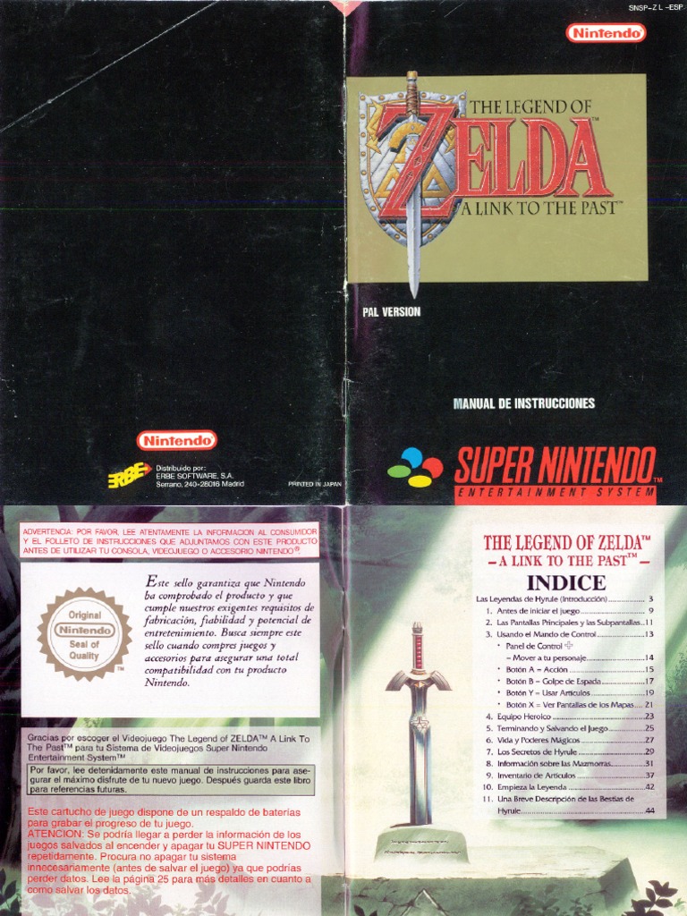 (SNES) Legend of Zelda, The - A Link To The Past - Spanish Manual ...