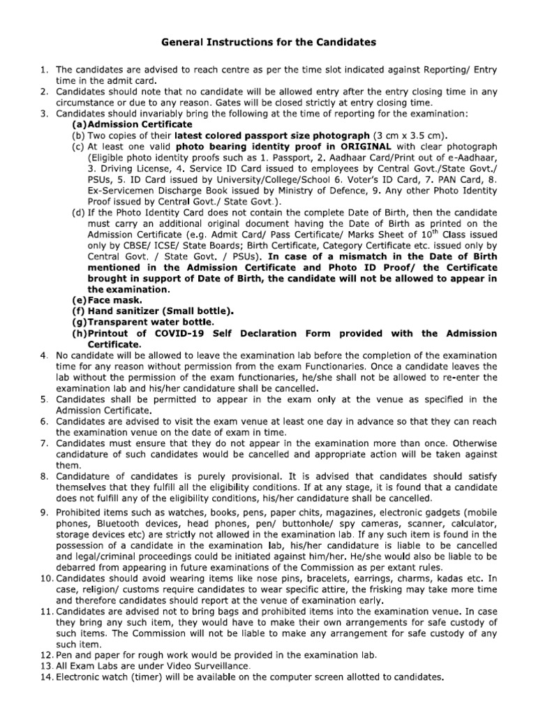 CGL Instruction 921662024985405 | PDF
