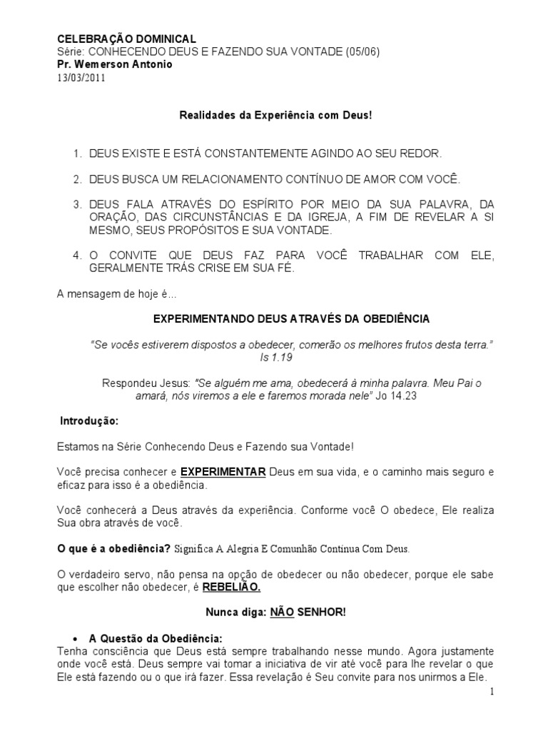 Conhecendo Deus E Fazendo Sua Vontade 5 Pdf Amor Deus