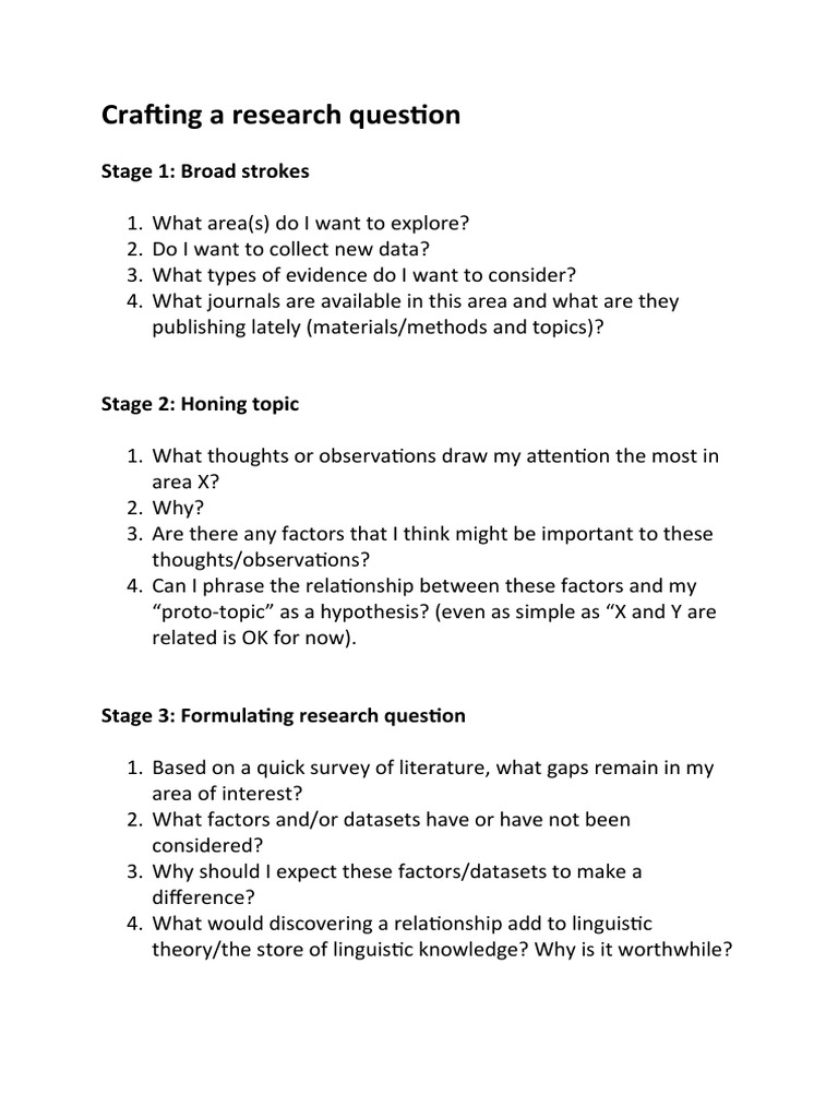 Crafting a research question | PDF