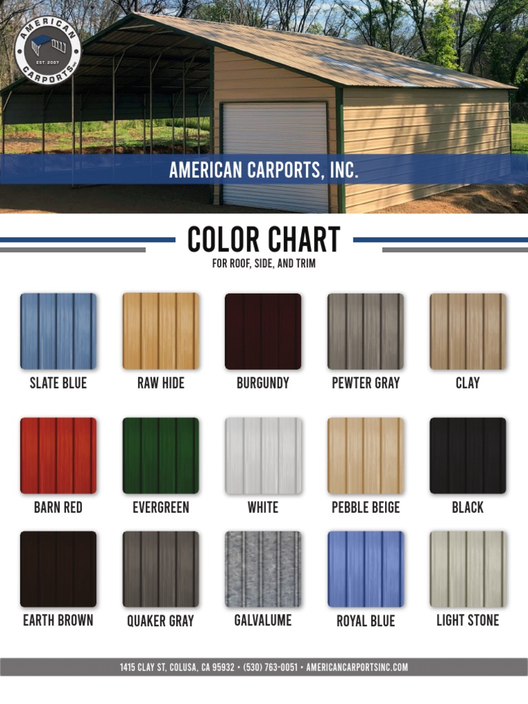 ACI Color Chart for Carports | PDF