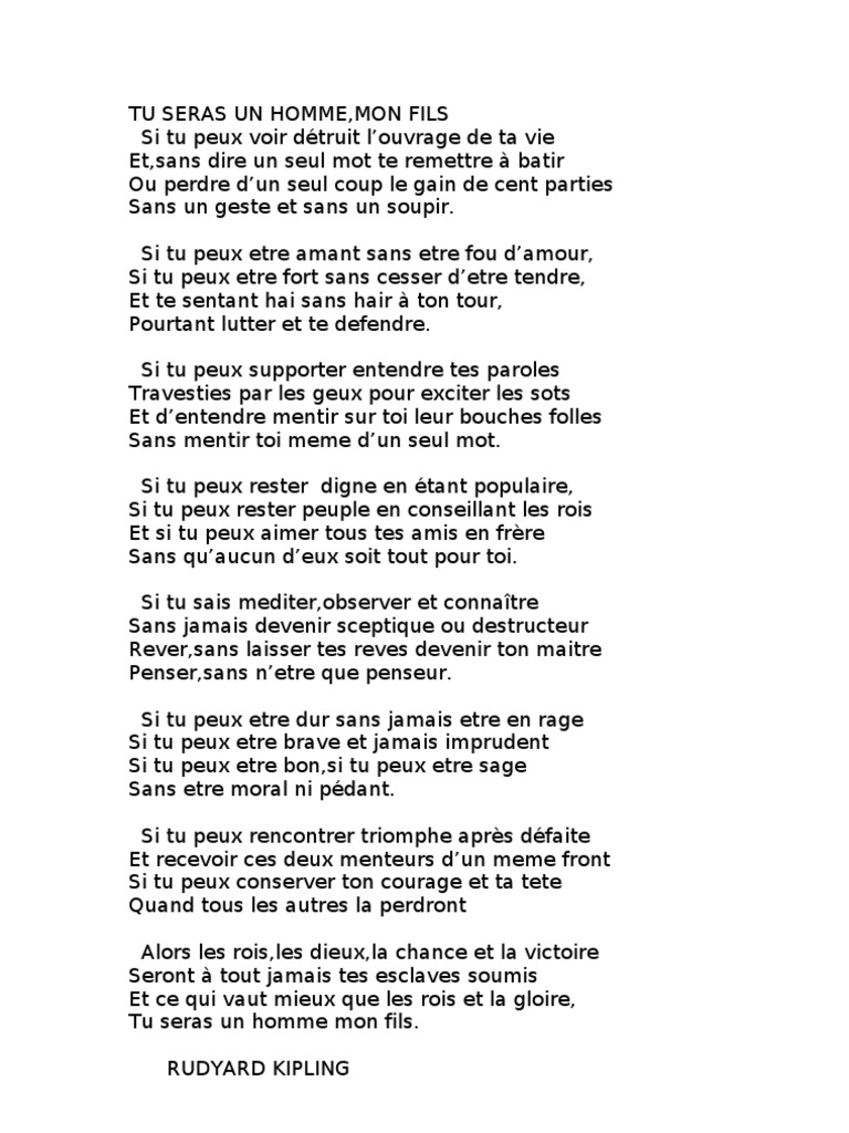 Kapitel Grosste Parade Richard Kipling Tu Seras Un Homme Mon Fils Ausserst Kunstlich Nichte