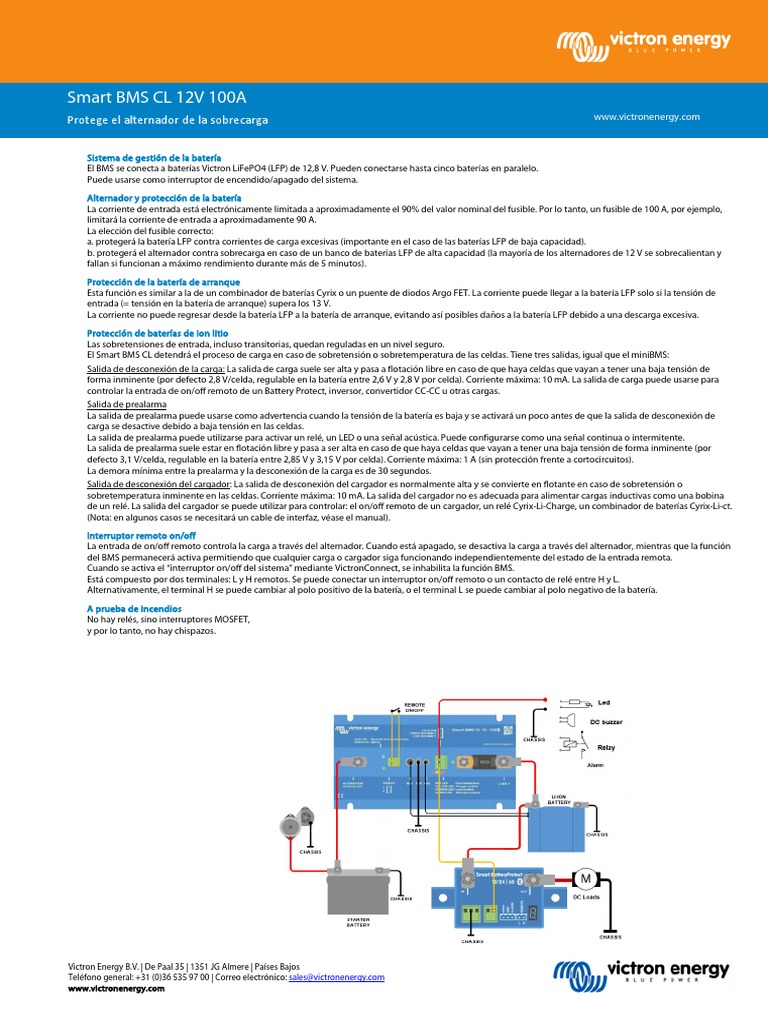 Datasheet Smart BMS CL 12 100 ES | PDF | Relé | Cargador de batería