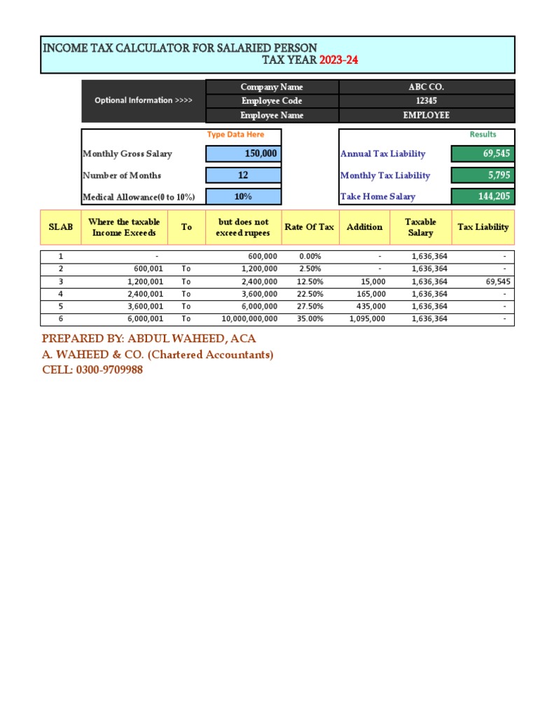 Tax Calculator 2324 (Salary, Rent, Business PDF