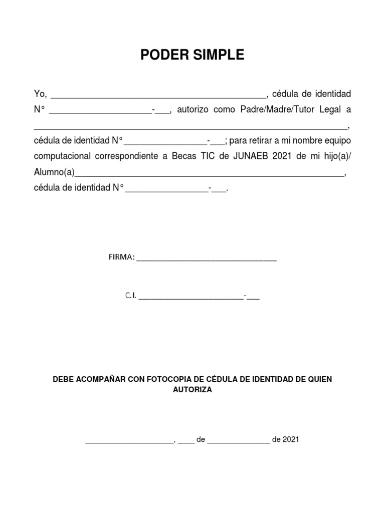 Ejemplo Formato Poder Simple 2021 | PDF