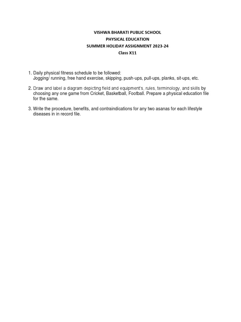 Class 12 Physical Education Assignment | PDF