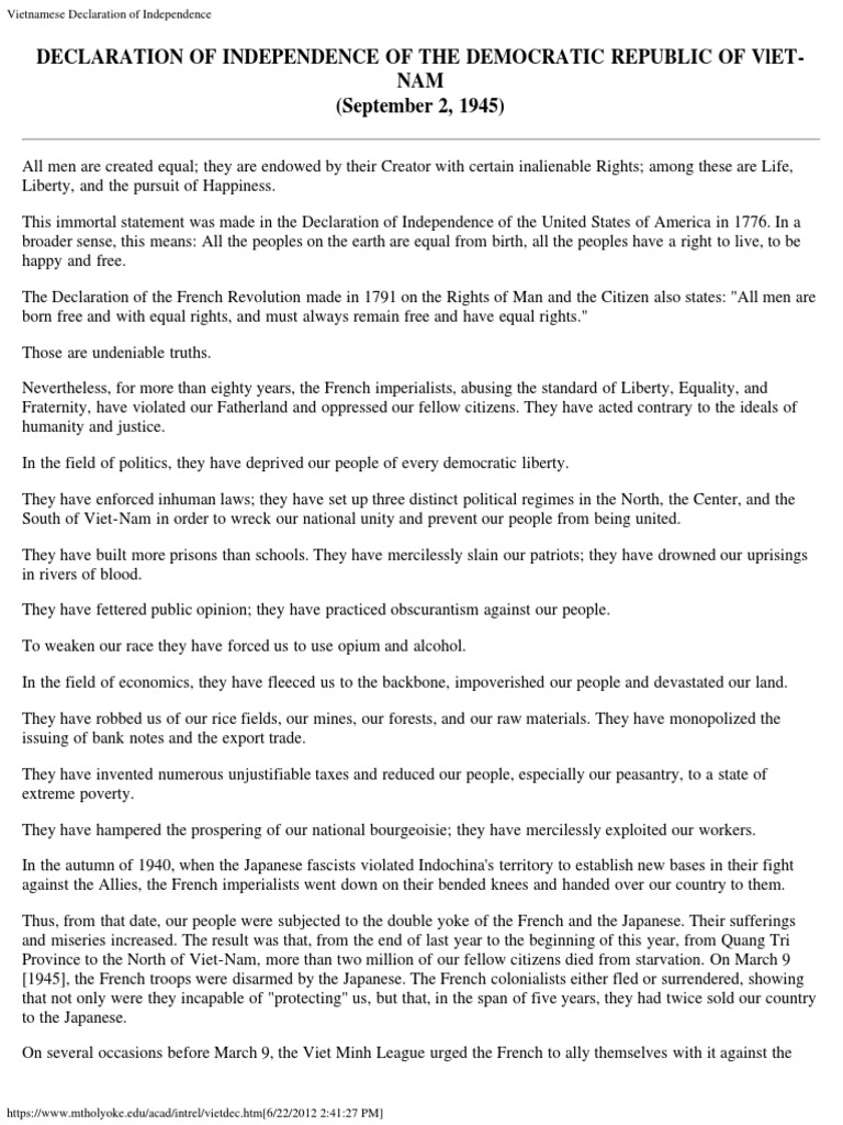 Vietnamese Declaration of Independence PDF