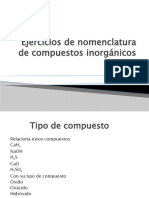 Ejercicios de Nomenclatura de Compuestos Inorgánicos (Clases)