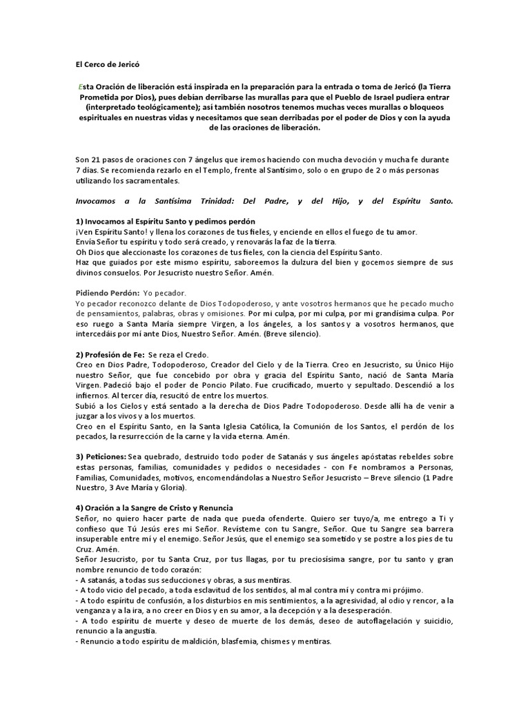 Oracion Del Cerco De Jerico 21 Pasos Pdf María Madre De Jesús