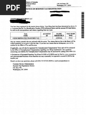 Notice of Tax Registration | PDF