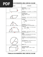 Mensuration Formulas SSC CGL | PDF | Sphere | Radius