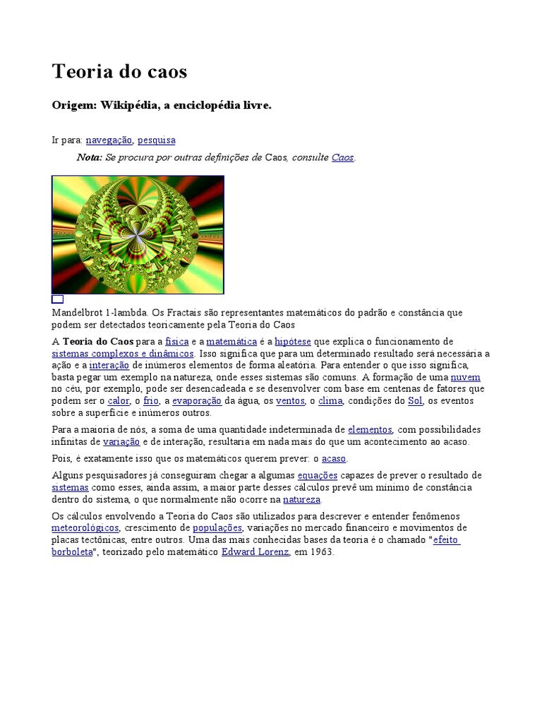 Fundamentos da Teoria do Caos | PDF | Teoria do Caos | Matemática