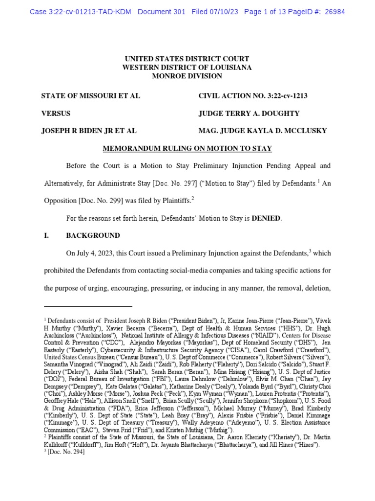 Gov - Uscourts.lawd.189520.301.0 1 | PDF | First Amendment To The ...
