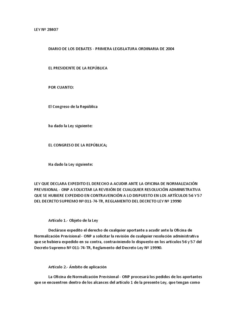 Ley #28407 | PDF