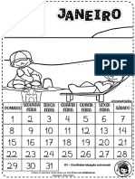 Calendario Mensal para Colorir