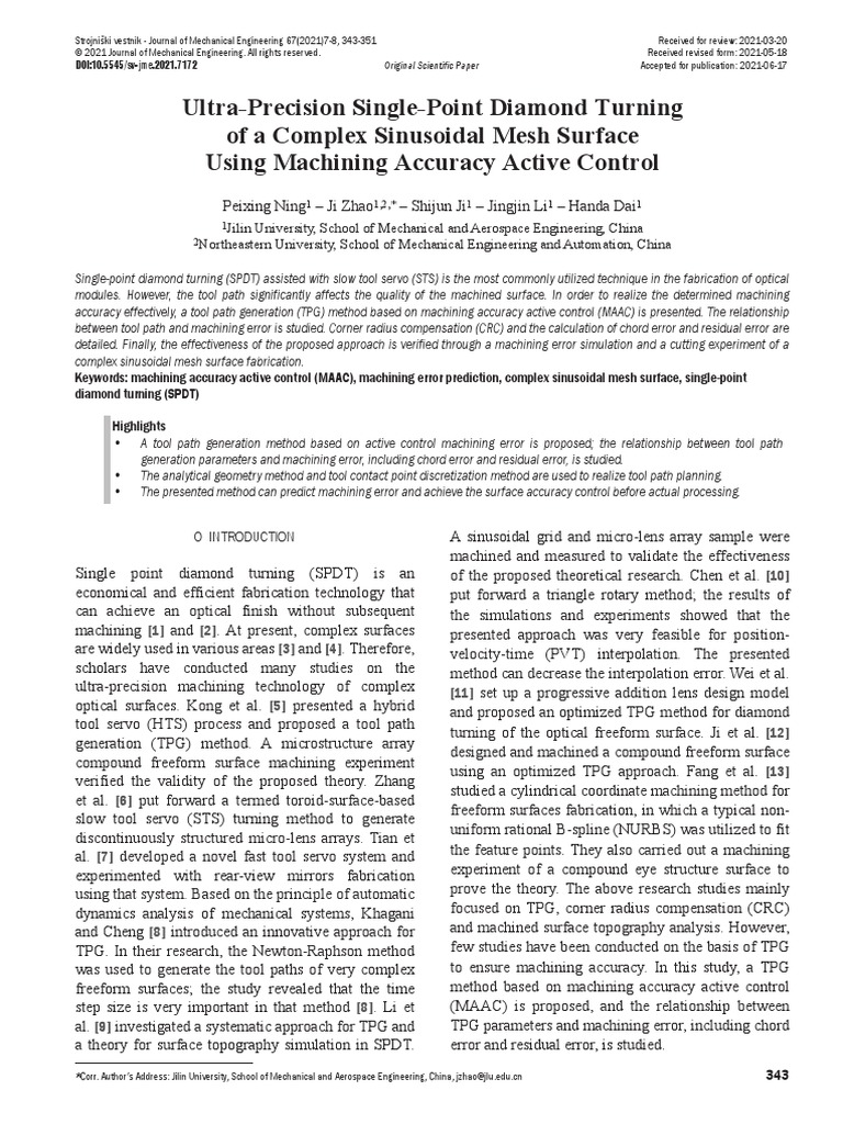 Active Control in Diamond Turning | PDF
