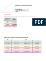 Calendario de Matrícula Grado Curso 2023-24