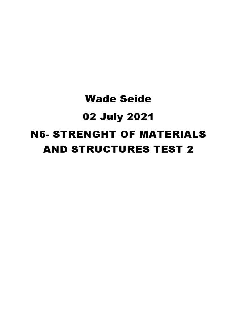 N6Strenght of Materials and Structure Test 2 PDF