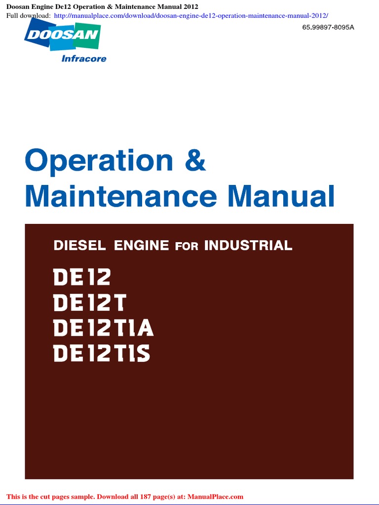 Doosan Engine De12 Operation Maintenance Manual 2012 | PDF | Engines ...