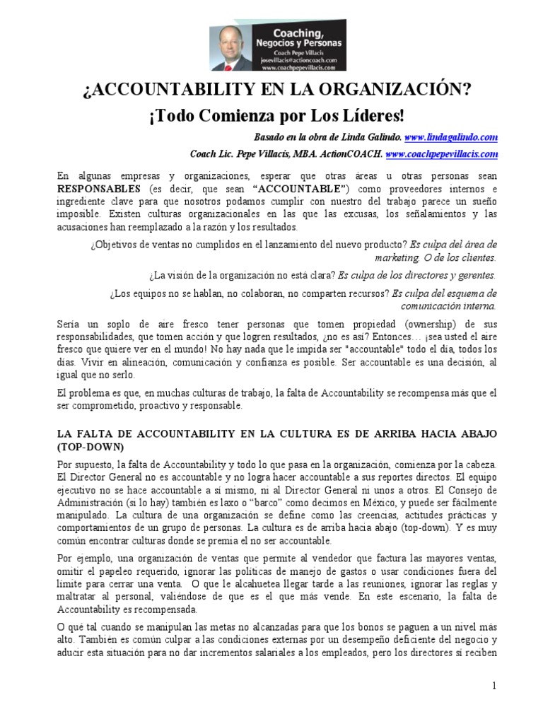 ACCOUNTABILITY EN LA ORGANIZACIÓN - Todo Comienza Por Los Líderes | PDF