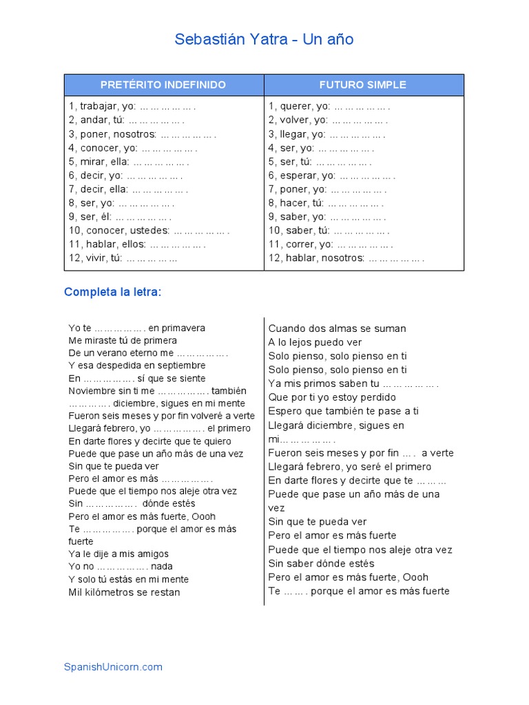 Sebastián Yatra: Completa la letra | PDF | Religión y espiritualidad