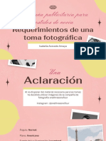 Requerimientos de Una Toma Fotográfica