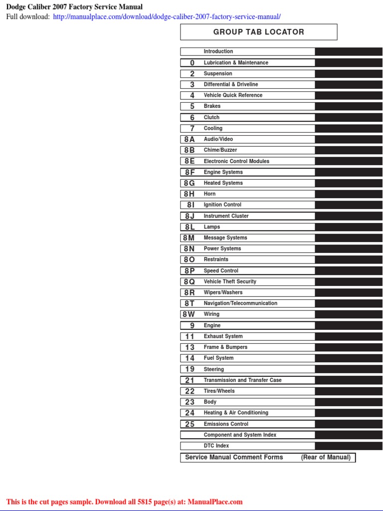 2008 DODGE CALIBER SERVICE MANUAL PDF visual data 3