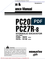 Komatsu Hydraulic Excavator Pc20r 27r 8 Operation Maintenance Manual