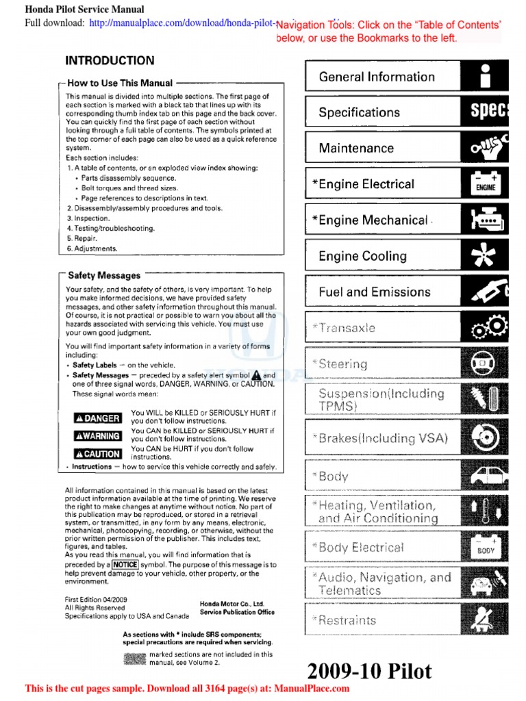 Honda Pilot Service Manual PDF Airbag Piston
